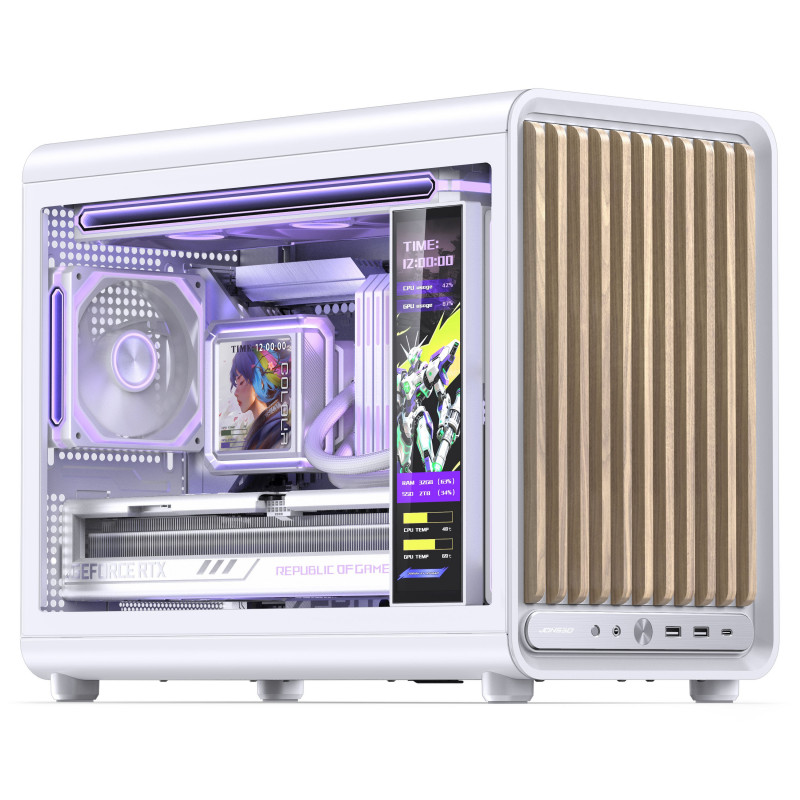 Jonsbo D33 Wood PC-Gehäuse, Mini-Gehäuse, mATX, Tempered Glass, weiß, Holz (D33 WD/WHITE)