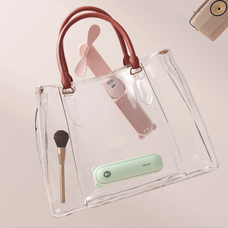 Jisulife Life8 Plus (Handheld Fan) tragbarer Ventilator mit Powerbank-Funktion und Taschenlampe, 4500 mAh, USB-C, grün