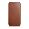 iCarer CE Oil Wax Premium Leather Folio Case magnetische Klapphülle für iPhone 14 Plus, MagSafe, braun (AKI14220707-BN)