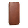 iCarer CE Oil Wax Premium Leather Folio Case magnetische Klapphülle für iPhone 14 Plus, MagSafe, braun (AKI14220707-BN)