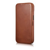 iCarer CE Oil Wax Premium Leather Folio Case magnetische Klapphülle für iPhone 14 Plus, MagSafe, braun (AKI14220707-BN)