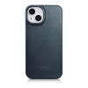 iCarer CE Oil Wax Premium Leather Folio Case magnetische Klapphülle für iPhone 14 Plus, MagSafe, blau (AKI14220707-BU)