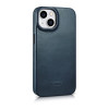 iCarer CE Oil Wax Premium Leather Folio Case magnetische Klapphülle für iPhone 14 Plus, MagSafe, blau (AKI14220707-BU)