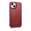 iCarer CE Oil Wax Premium Leather Folio Case magnetische Klapphülle für iPhone 14 Plus, MagSafe, rot (AKI14220707-RD)