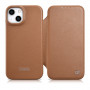 iCarer CE Premium Leather Folio Case magnetische Klapphülle für iPhone 14 Plus, MagSafe, braun (WMI14220715-BN)