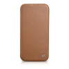iCarer CE Premium Leather Folio Case magnetische Klapphülle für iPhone 14 Plus, MagSafe, braun (WMI14220715-BN)