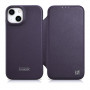 iCarer CE Premium Leather Folio Case magnetische Klapphülle für iPhone 14 Plus, MagSafe, dunkelviolett (WMI14220715-DP)