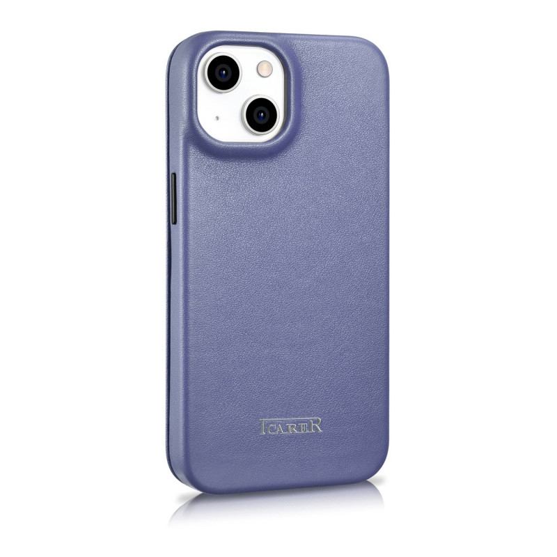 iCarer CE Premium Leather Folio Case Lederhülle für Apple iPhone 14 Plus / 15 Plus, MagSafe, hellviolett (ICR413)