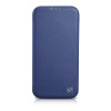 iCarer CE Premium Leather Folio Case magnetische Klapphülle für iPhone 14 Plus, MagSafe, blau (WMI14220715-BU)