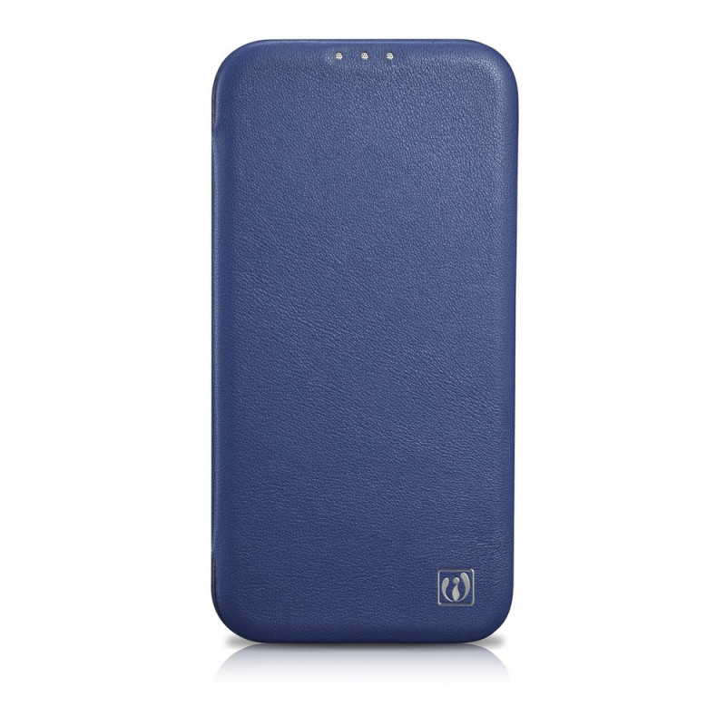 iCarer CE Premium Leather Folio Case magnetische Klapphülle für iPhone 14 Plus, MagSafe, blau (WMI14220715-BU)