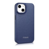 iCarer CE Premium Leather Folio Case magnetische Klapphülle für iPhone 14 Plus, MagSafe, blau (WMI14220715-BU)