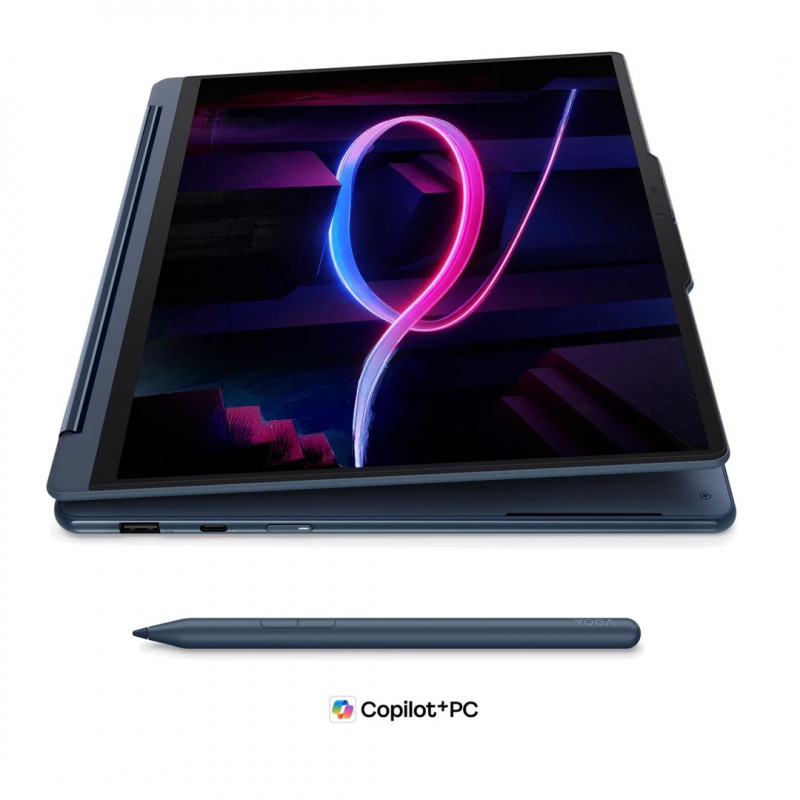 Lenovo Yoga 9i 2-in-1 Aura Edition 14IPH11 83SE001XPB Notebook, 14" 2,8K OLED Touchscreen, Intel Core Ultra 7 355, 32 GB RAM, 512 GB SSD, blau