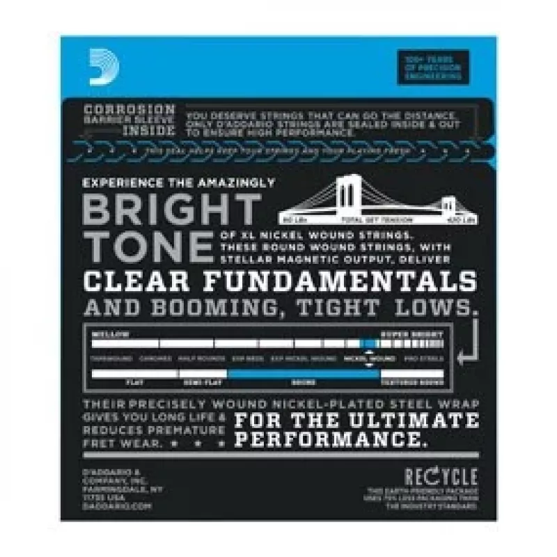 Daddario D'Addario EXL165 Saiten für E-Bass, Regular Light 45–105
