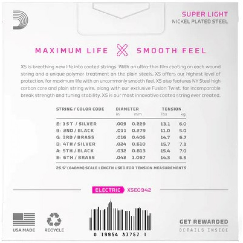 Daddario D'Addario XSE0942 Saiten für E-Gitarre, Super Light 9–42