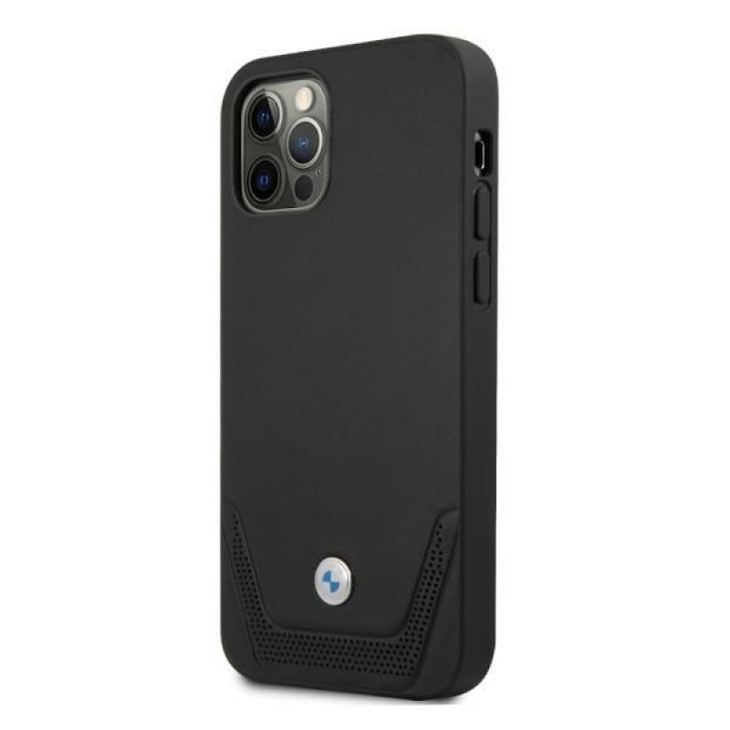 BMW BMHCP12LRSWPK Perforate Leder-Hardcase für Apple iPhone 12 Pro Max, schwarz