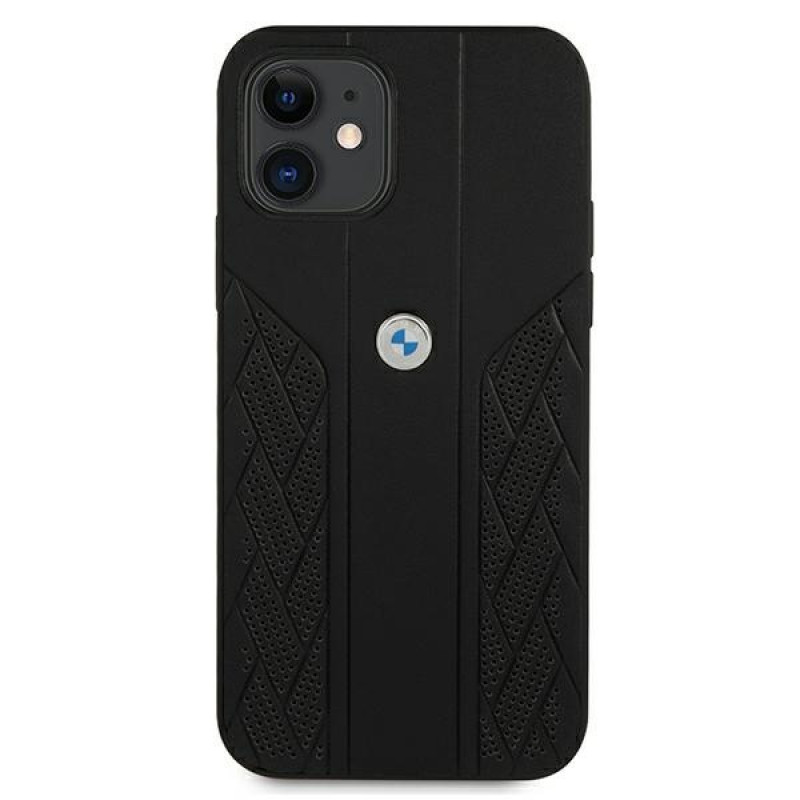 BMW BMHCP12SRSPPK Curve Perforate Leder-Hardcase für Apple iPhone 12 mini, schwarz