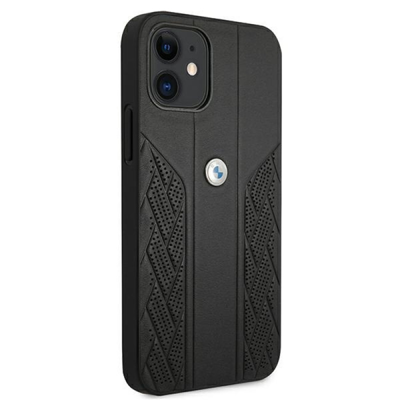 BMW BMHCP12SRSPPK Curve Perforate Leder-Hardcase für Apple iPhone 12 mini, schwarz