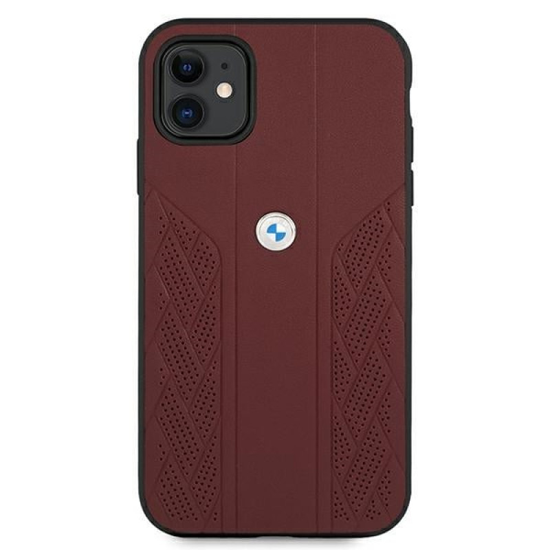 BMW BMHCN61RSPPR Leather Curve Perforate Hardcase für Apple iPhone 11, rot