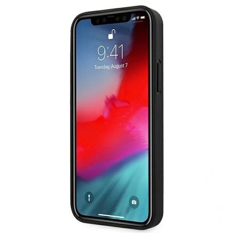 Mercedes-AMG AMHCP12SGSEBK Leather Debossed Lines Hardcase für Apple iPhone 12 mini, schwarz