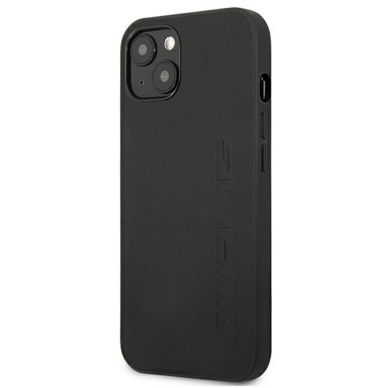 Mercedes-AMG AMHCP13MDOLBK Leather Hot Stamped Hardcase für Apple iPhone 13, schwarz