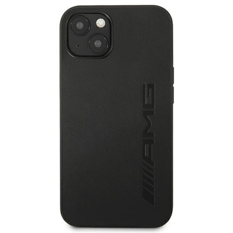 Mercedes-AMG AMHCP13MDOLBK Leather Hot Stamped Hardcase für Apple iPhone 13, schwarz