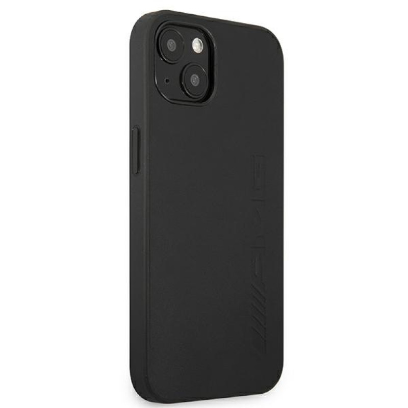 Mercedes-AMG AMHCP13MDOLBK Leather Hot Stamped Hardcase für Apple iPhone 13, schwarz