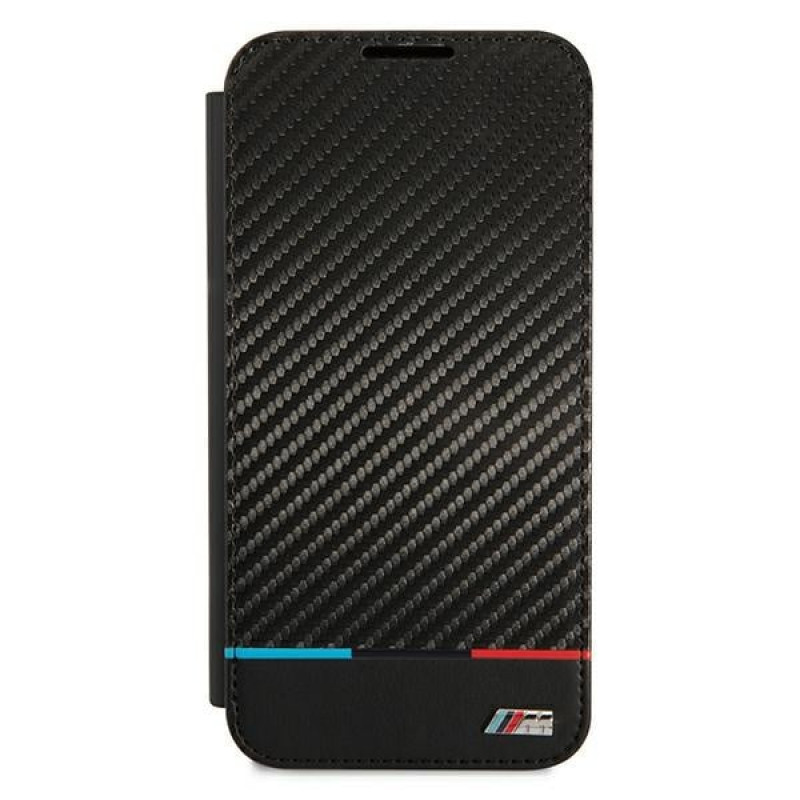 BMW BMBKS22MPUCARTCBK Bookcase-Hülle für Samsung Galaxy S22+, M Collection Triangles, schwarz