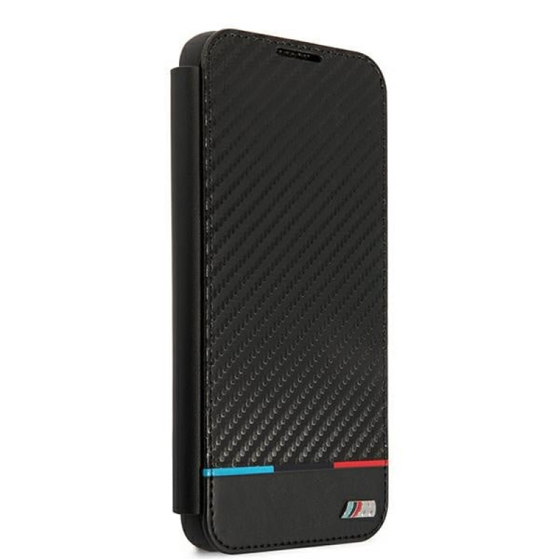 BMW BMBKS22MPUCARTCBK Bookcase-Hülle für Samsung Galaxy S22+, M Collection Triangles, schwarz