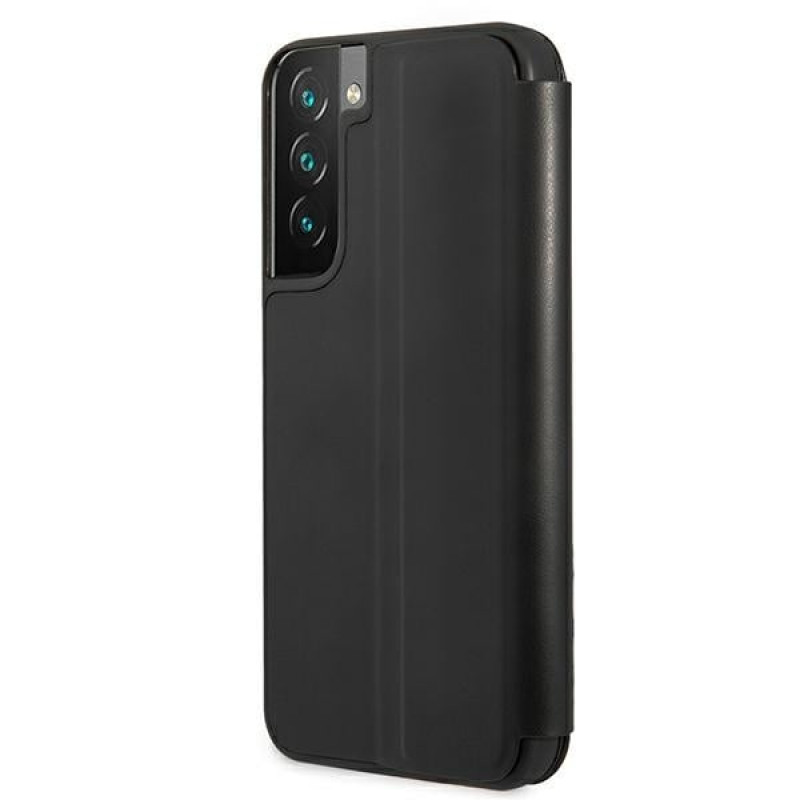 BMW BMBKS22MPUCARTCBK Bookcase-Hülle für Samsung Galaxy S22+, M Collection Triangles, schwarz