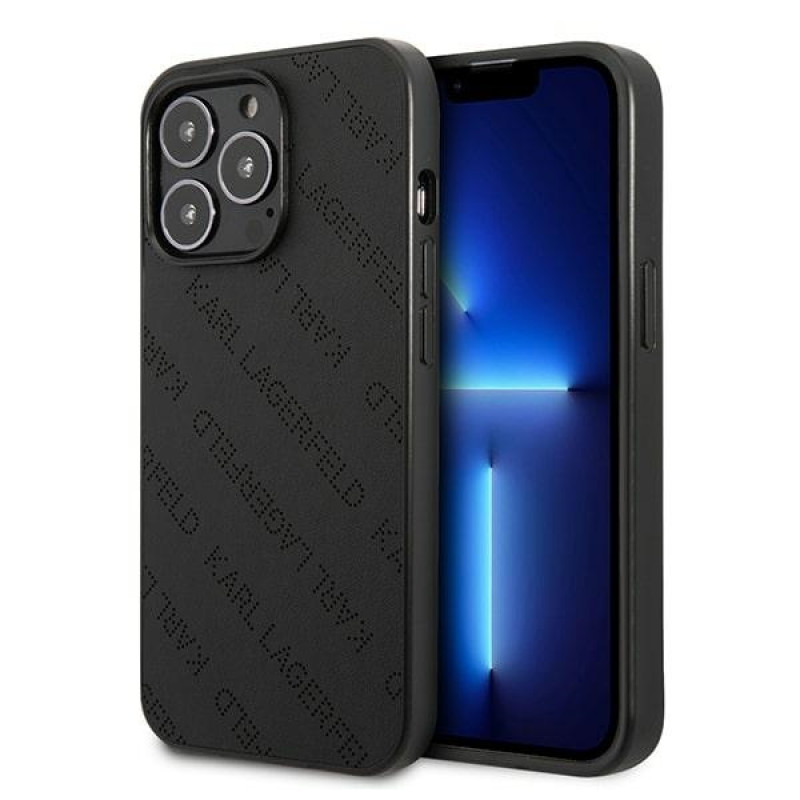 Karl Lagerfeld KLHCP13LPTLK Hardcase-Hülle für Apple iPhone 13 Pro, Perforated Allover, schwarz