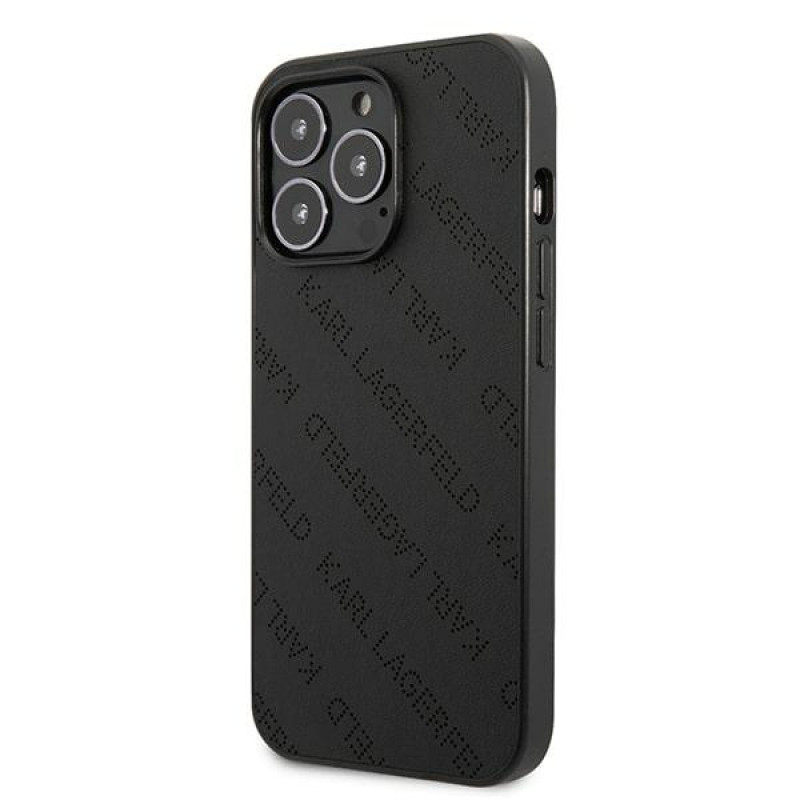 Karl Lagerfeld KLHCP13LPTLK Hardcase-Hülle für Apple iPhone 13 Pro, Perforated Allover, schwarz