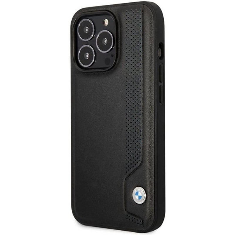 BMW BMHCP14L22RBDK Leather Blue Dots Hardcase für iPhone 14 Pro 6,1", schwarz