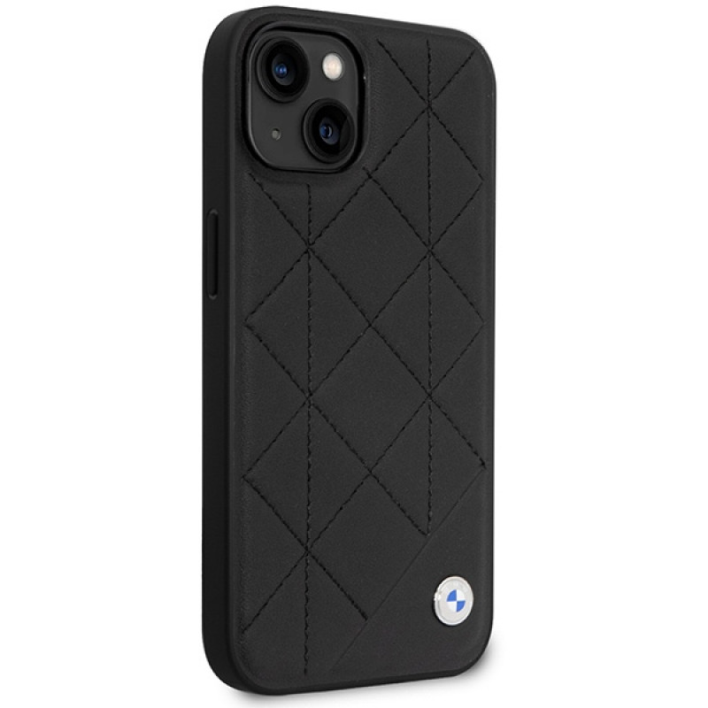 BMW BMHCP14S22RQDK Leather Quilted Hardcase für iPhone 14 6,1", schwarz