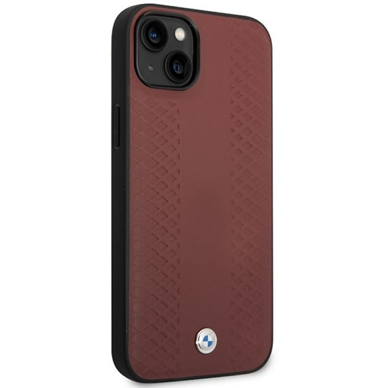 BMW BMHCP14S22RFGR Leather Diamond Pattern Hardcase für iPhone 14 6,1", burgunderrot