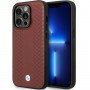 BMW BMHCP14X22RFGR Leather Diamond Pattern Hardcase für iPhone 14 Pro Max 6,7", burgunderrot