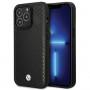 BMW BMHCP14L22RFGK Leather Diamond Pattern Hardcase für iPhone 14 Pro 6,1", schwarz