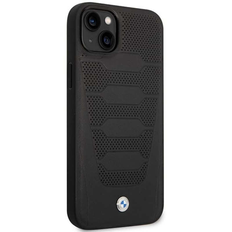 BMW BMHCP14S22RPSK Hülle für iPhone 14, schwarz, Leather Seats Pattern