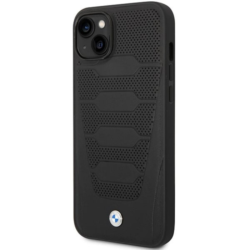 BMW BMHCP14S22RPSK Hülle für iPhone 14, schwarz, Leather Seats Pattern