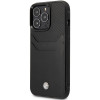 BMW BMHCP14L22RSEPK Hülle für iPhone 14 Pro, schwarz, Leather Card Slot