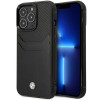 BMW BMHCP14X22RSEPK Hülle für iPhone 14 Pro Max, schwarz, Leather Card Slot