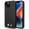 BMW BMHCP14M22PTDK Hülle für iPhone 14 Plus, schwarz, Leather Stamp Tricolor
