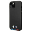 BMW BMHCP14M22PTDK Hülle für iPhone 14 Plus, schwarz, Leather Stamp Tricolor