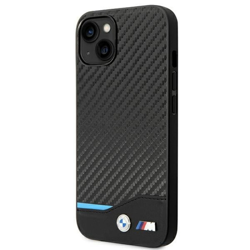 BMW BMHCP14M22NBCK Hülle für iPhone 14 Plus, schwarz, Leather Carbon