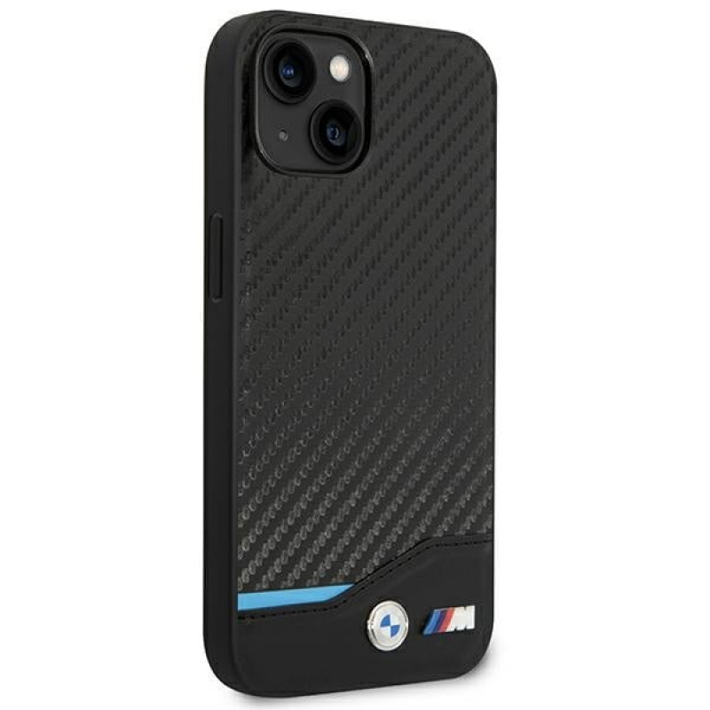 BMW BMHCP14M22NBCK Hülle für iPhone 14 Plus, schwarz, Leather Carbon