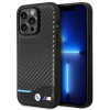 BMW BMHCP14L22NBCK Hülle für iPhone 14 Pro, schwarz, Leather Carbon