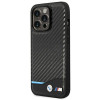BMW BMHCP14L22NBCK Hülle für iPhone 14 Pro, schwarz, Leather Carbon