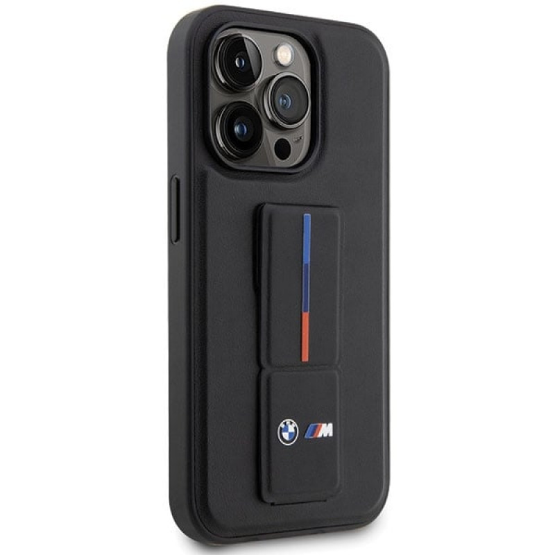 BMW BMHCP14L22GSLK Grip Stand Hot Stamp Hardcase-Hülle für Apple iPhone 14 Pro, schwarz