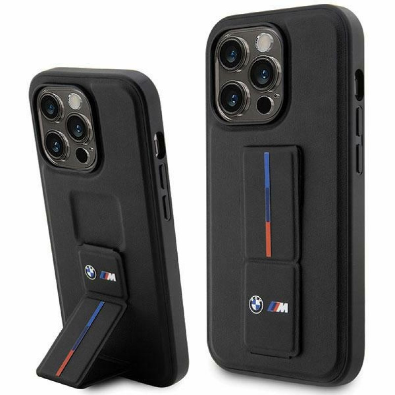 BMW BMHCP14X22GSLK Grip Stand Hot Stamp Hardcase-Hülle für Apple iPhone 14 Pro Max, schwarz