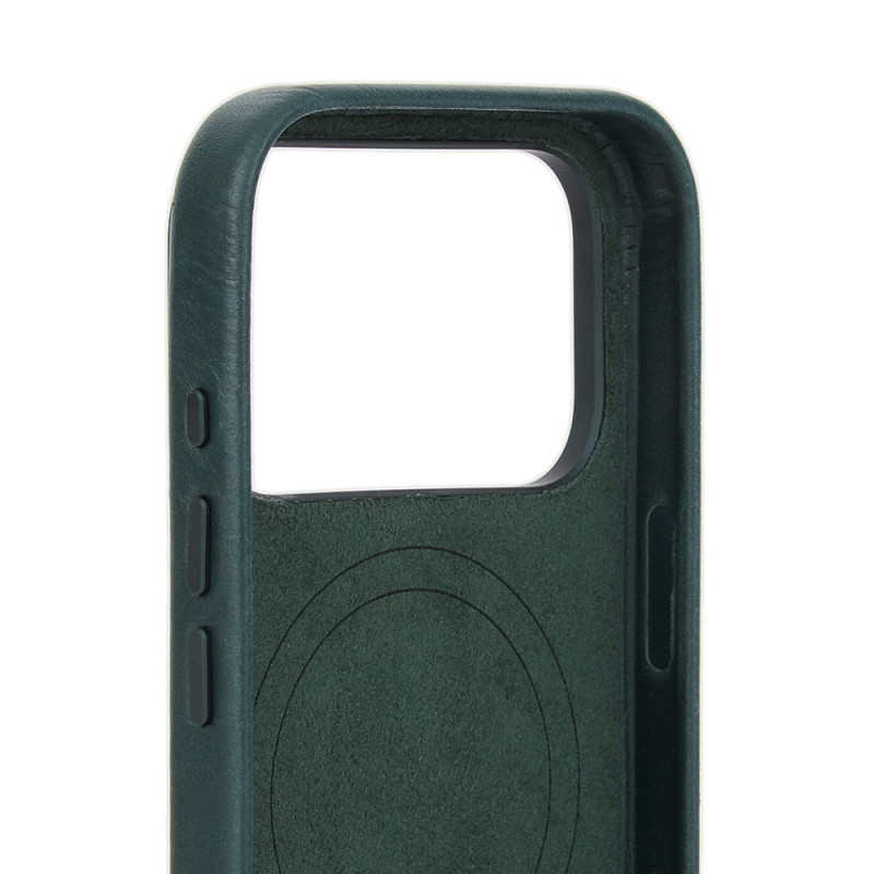 Mujjo Troubadour Lederhülle für Apple iPhone 18 Pro / 17 Pro, MagSafe, Obsidiangrün