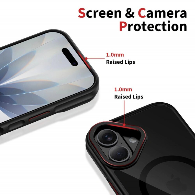 Tech-Protect MagHybrid MagSafe Hülle für Apple iPhone 17, schwarz/rot
